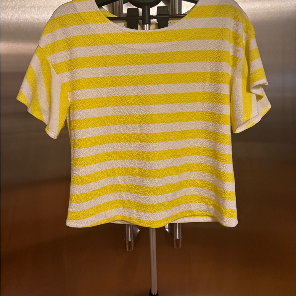 Anthropologie Yellow and White Striped Blouse